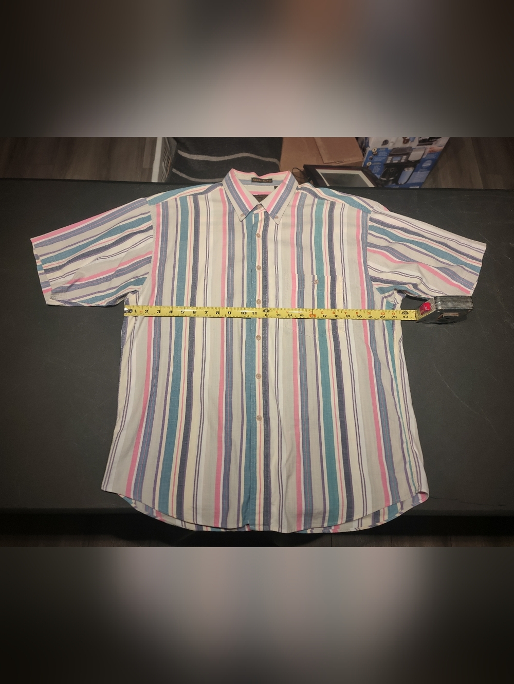 Eddie Bauer - Madras Short Sleeve Shirt - Men's XL - 1980s Vintage